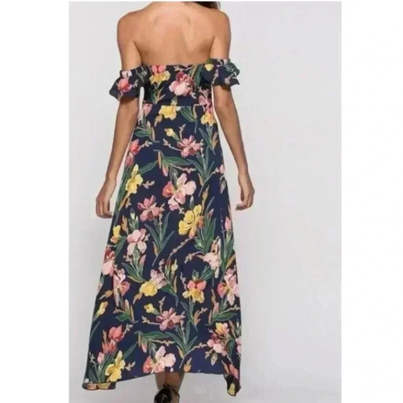 Boho Summer Floral maxi dress with slit in the front Medium Navy - Picture 2 of 11